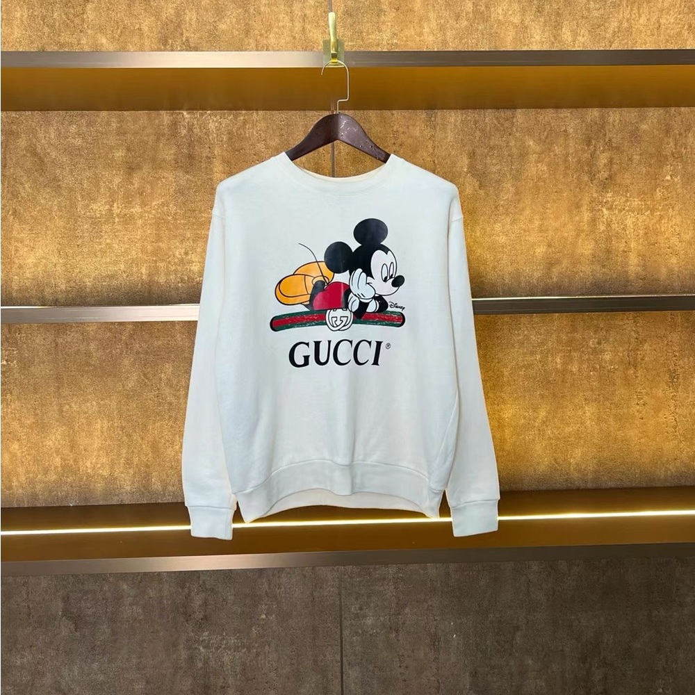 🚩steal Gucci Cream/Tan Logo-Tone Cotton Sweatshirt